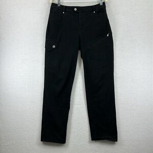 L-RL Lauren Active Women’s Cargo Pants Size 8 Black 98% Cotton 2% Elastane EUC